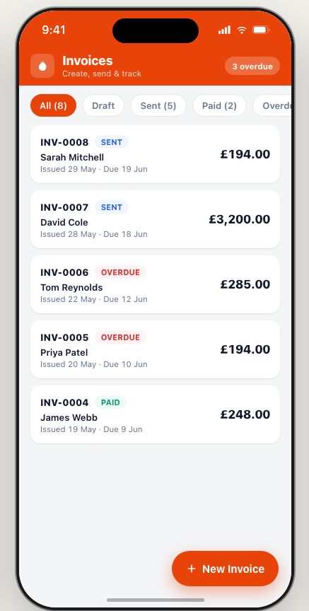 Quote builder screen showing customer details and line items